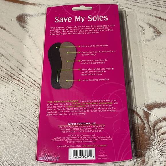 Airplus Womens Save My Soles Shoe Cushions 2 Pair Sizes 5–11 Comfort Insoles 3pk - Picture 3 of 3